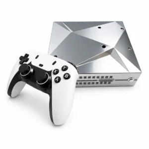 8BIT GAMEBOX P88 retro gaming hardware with a wireless controller on a white background