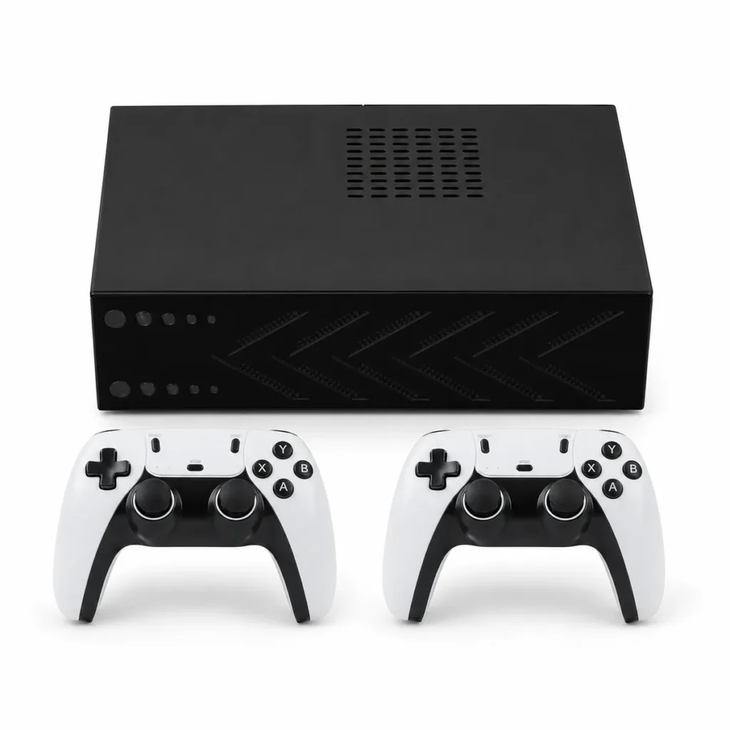 8BIT GAMEBOX R3 Pro retro gaming hardware with two wireless controllers